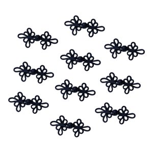 Magideal - 10Pcs Nudos Chinos Botones De Rana Sujetadores De Costura, Bricolaje De Cierre De Diseño Vintage Para Ropa, Vestimenta De Trajes De Vestir De Vestir Negro