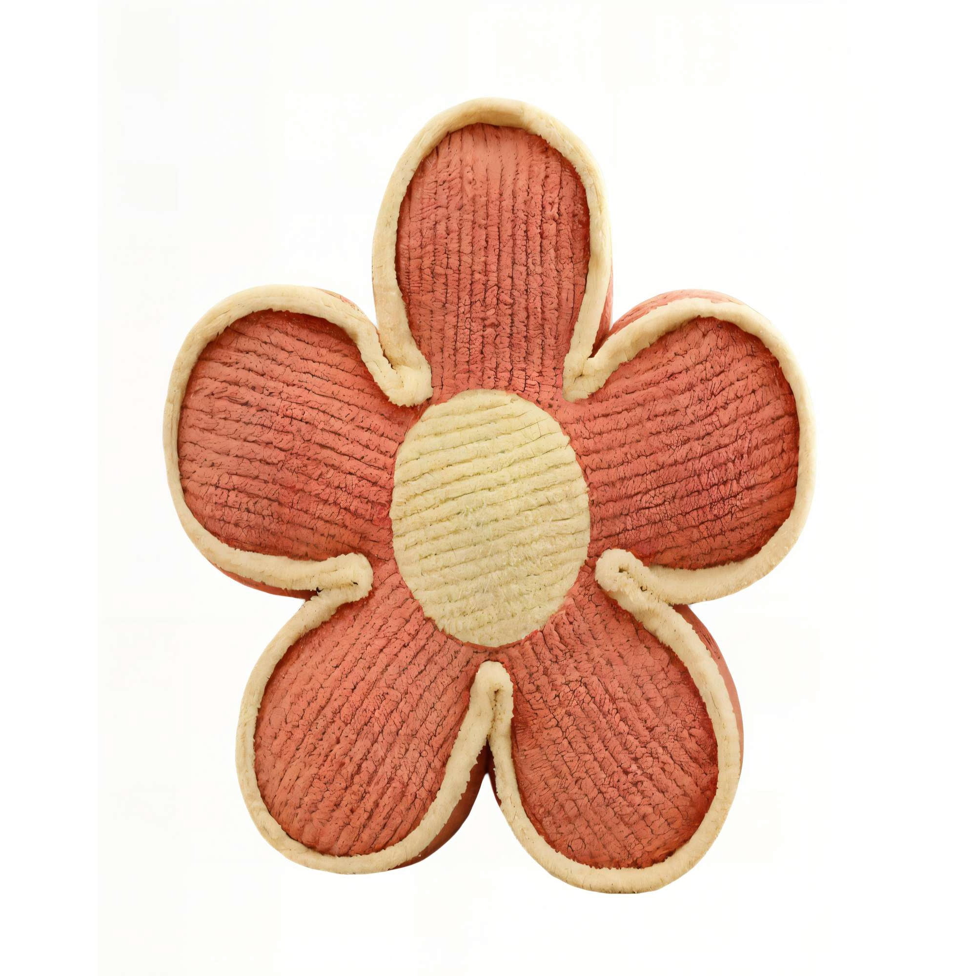 Genérico - Cojin Decorativo En Forma De Flor Color Naranja Con Borde Beige