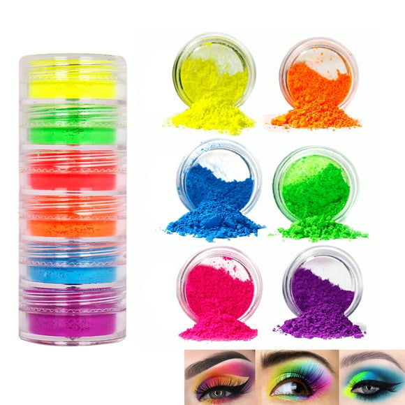 6 Colores Polvos Sueltos De Neón Rostro y Ojos Halloween
