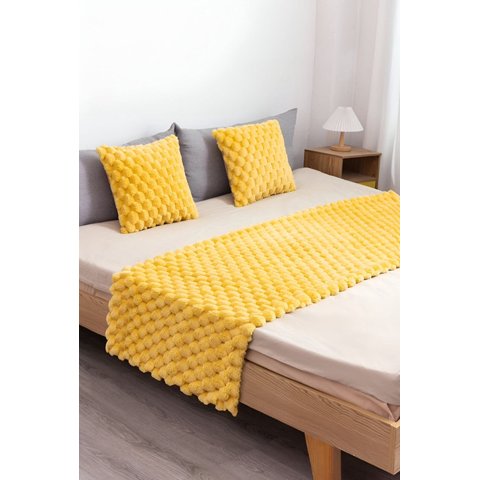 Todo Para El Hogar - Juego De Piecera De Cama Mas 2 Cojin Con Fundas Modelo Perla Amarillo