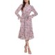 thumbnail image 1 of INSPIRE CHIC Vestido de Mujer Floral Cuello Simulado Volante Manga Larga Chifón Flowy Vestidos Midi Línea A Rosa L, 1 of 6
