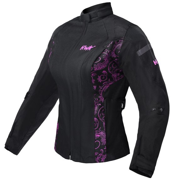 CHAQUETA HWK Motorsports Apparel para Mujer - Talla L - Negro con Detalles Rosa