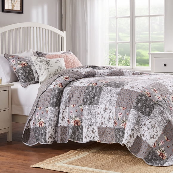 Juego de colcha Greenland Home Fashions Giulia, talla doble, gris