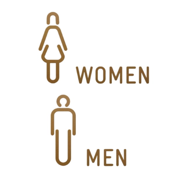 Letrero de Baño para Hombres Y Mujeres, Letrero de WC, Perforación Nórdica, Letrero de Puerta de Baño Antiguo, Letrero de Señalización de Baño para Pa B dorado
