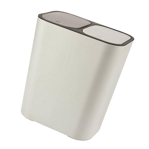 Magideal - Cubo De Basura Doble Húmedo Y Seco Contenedor De Reciclaje Contenedor De Doble Compartimento Cubo De Basura De 15 Litros Para Cocina, Vehículo, Dormit Blanco