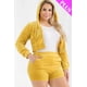 thumbnail image 5 of Conjunto De Sudadera Con Capucha Chaqueta Y Shorts De Terciopelo De Manga Larga Suaves Con Cremallera Color Mostaza (para Mujer), 5 of 5