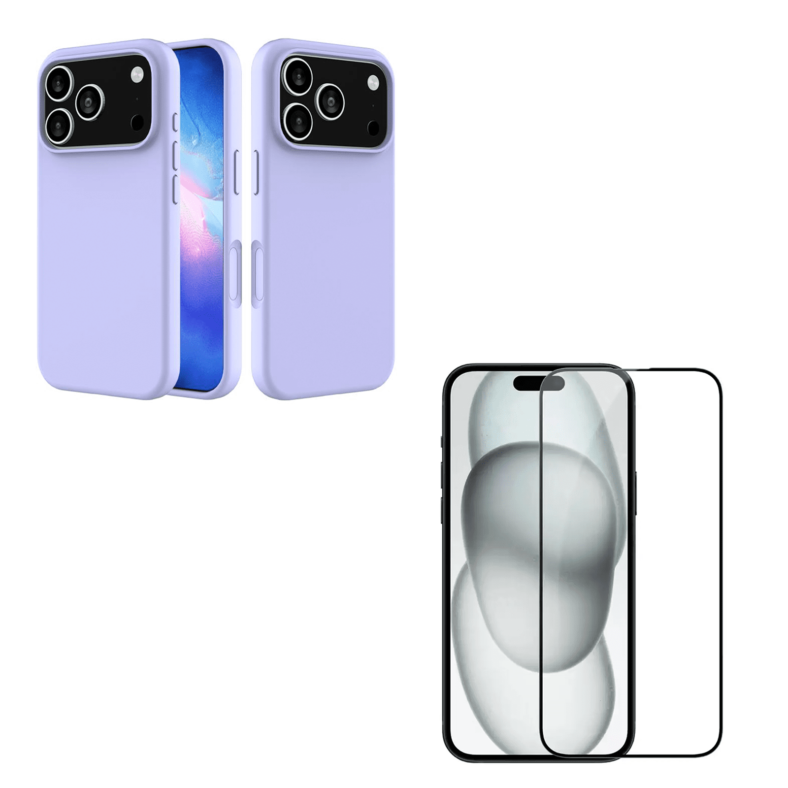 Joigo - Carcasa Goma Lamina Vidrio Para Iphone 17 Pro Max Lila