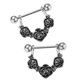 thumbnail image 1 of 1 Par De Punk De Acero Inoxidable Rose Flower Dangle Barbell Shield Ring 14g, 1 of 5