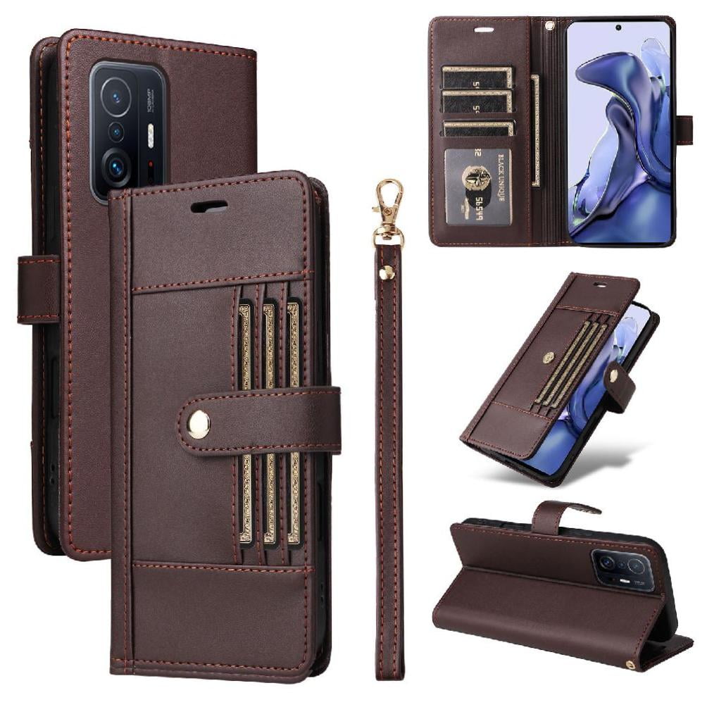 Foxdock Funda Tipo Cartera Para Xiaomi 11t/11t Pro – Cubierta De Cuero Pu Con Múltiples Ranuras, Bolsillo Para Efectivo Y Correa De Muñeca