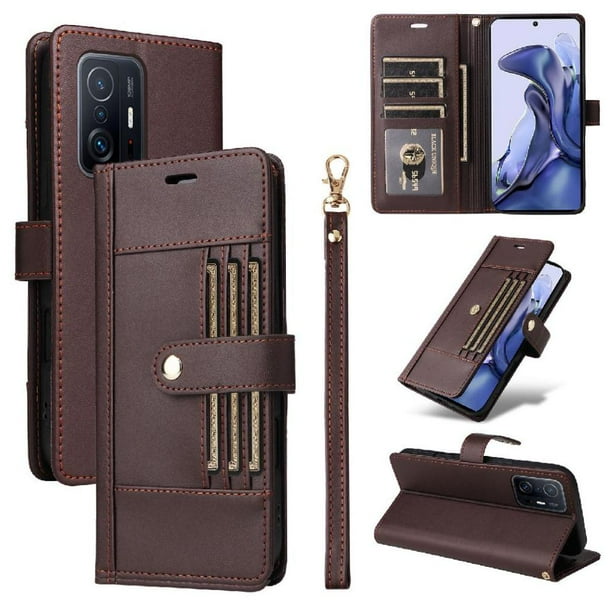 FOXDOCK Funda tipo Cartera para Xiaomi 11T/11T Pro – Cubierta de Cuero PU con Múltiples Ranuras, Bolsillo para Efectivo y Correa de Muñeca
