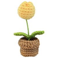 Bothyi - Ramo De Flores De Ganchillo Tejido A Mano, Maceta De Ganchillo, Flor Artificial, Flor Amarilla