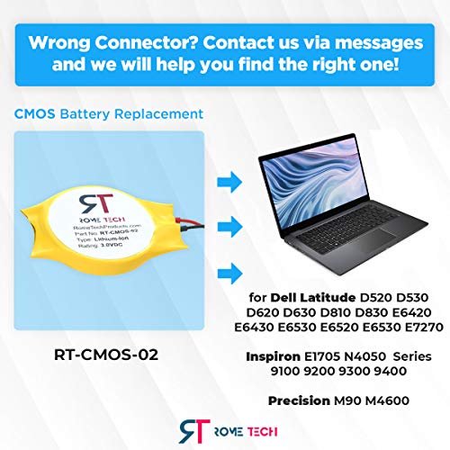 Rome Tech Cmos Batería Para Dell Latitude D620 D630 D510 D520 D530 D610 D810 D830 E5570 - Respaldo Para Portátil Dell D630 Batería Cmos Cr2032 Bios Rtc 3v - Cable De 2 Hilos