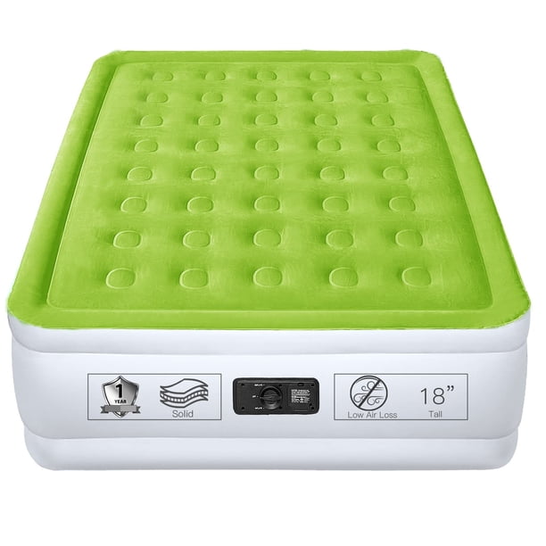 Colchón Inflable De Tamaño Completo Con Bomba Integrada De 18 Pulgadas Color Verde