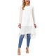 thumbnail image 2 of INSPIRE CHIC Blusas de Mujer con Cuello Redondo de Chifón, Camisas Asimétricas Sueltas de Manga Larga con Abertura Lateral, Tallas M, Color Blanco, 2 of 6