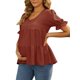 thumbnail image 4 of INSPIRE CHIC Blusas de Maternidad para Mujeres Boho con Volantes Cuello en V Botón Manga Corta Camisas en Capas Sueltas y Holgadas Tops Casuales 2XL Marrón, 4 of 6
