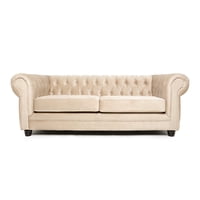 Barra Design - Sofá Chesterfield 3C Felpa Beige