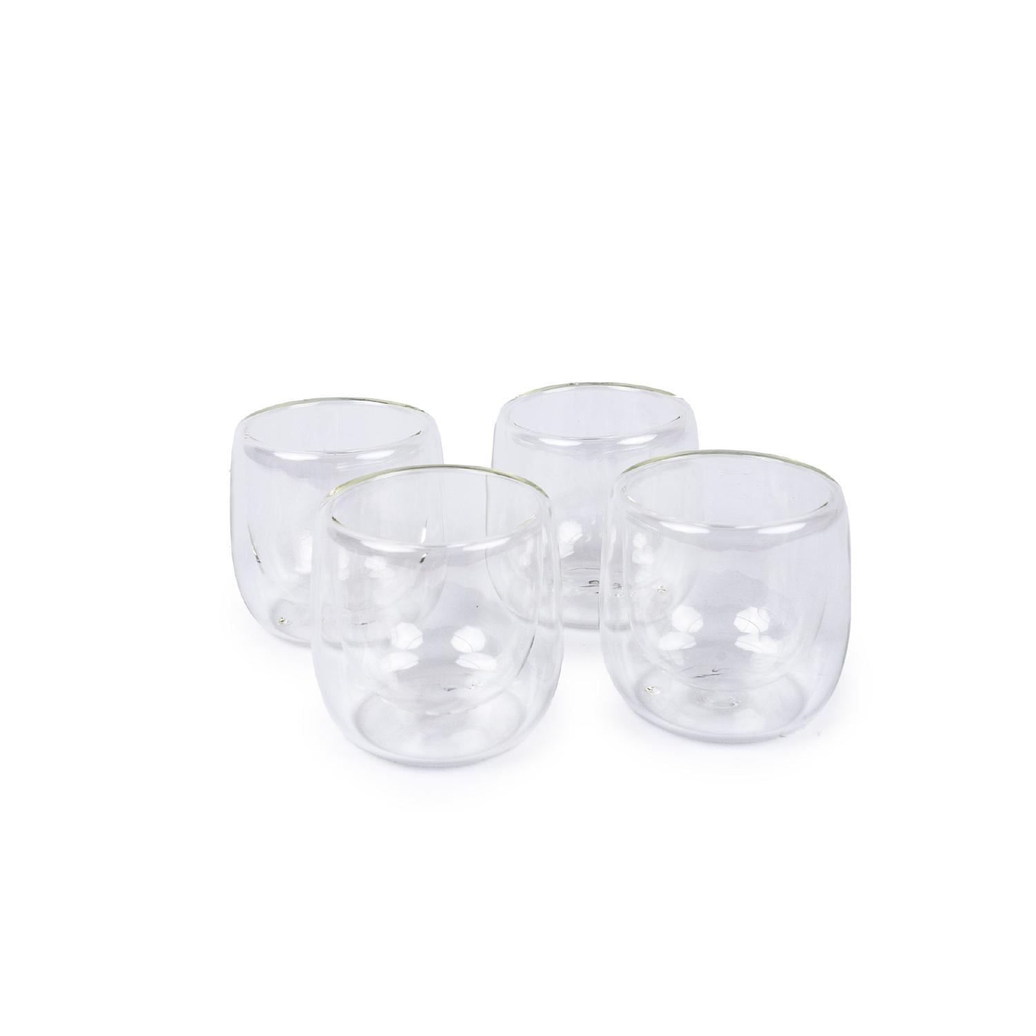 Set 4 Tazas Vidrio Doble Pared Expreso 80 Ml Simplit Agua