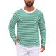 thumbnail image 1 of INSPIRE CHIC Camiseta de Hombre Cuello Redondo a Rayas de Manga Larga Pullover Top 50 Verde Blanco, 1 of 5