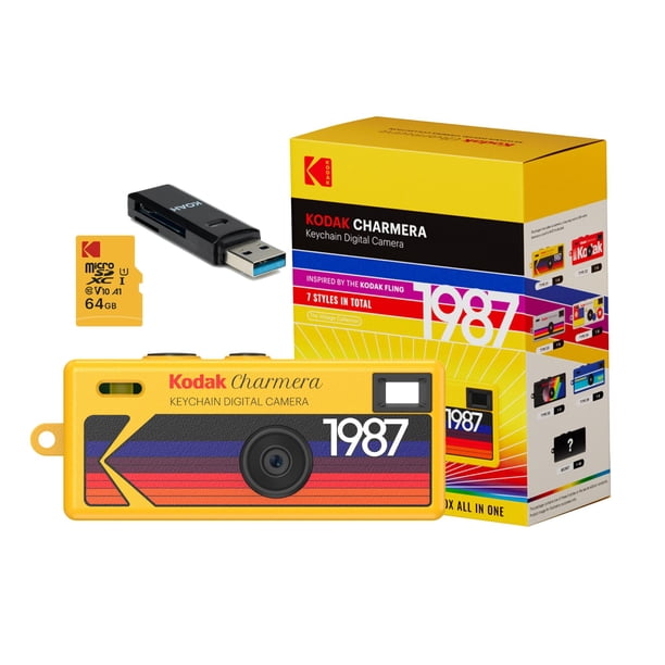 Cámara digital Kodak Charmera con llavero (caja ciega) con tarjeta de memoria de 64 GB y lector de t