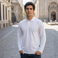 T-World - Polera Polo Dryfresh Hombre Manga Larga Secado Rápido Blanco