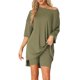 thumbnail image 1 of INSPIRE CHIC Conjunto de salón de punto acanalado para mujer Camiseta de manga corta de gran tamaño y pantalones cortos de ciclista de cintura alta Conjunto suave de dos piezas para verano S Verde, 1 of 6