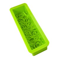 Bothyi - Molde De Jabón De Pan De Silicona Con Flor De Rosa, Molde Rectangular En Relieve, Bricolaje, Verde