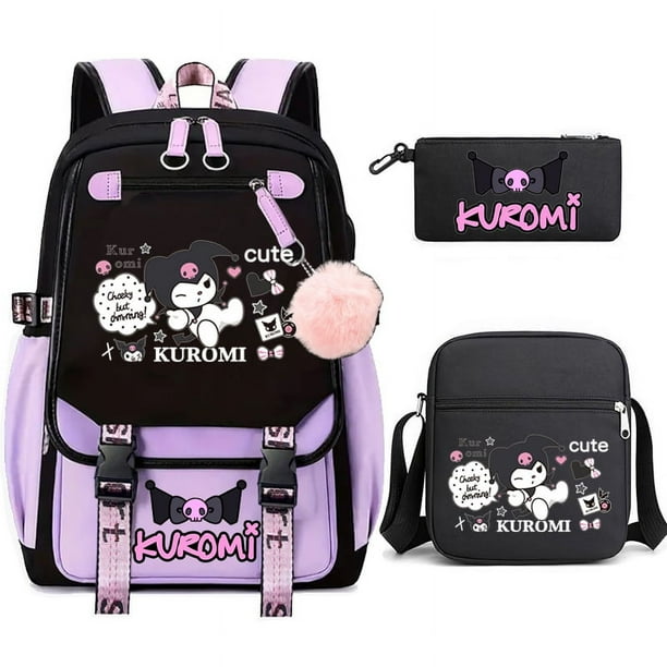 3pcs Kuromi Backpacks Patchwork Capacity Women Men Travel Mochilas With Shoulder Bags Ins Laptop Teens School Bags