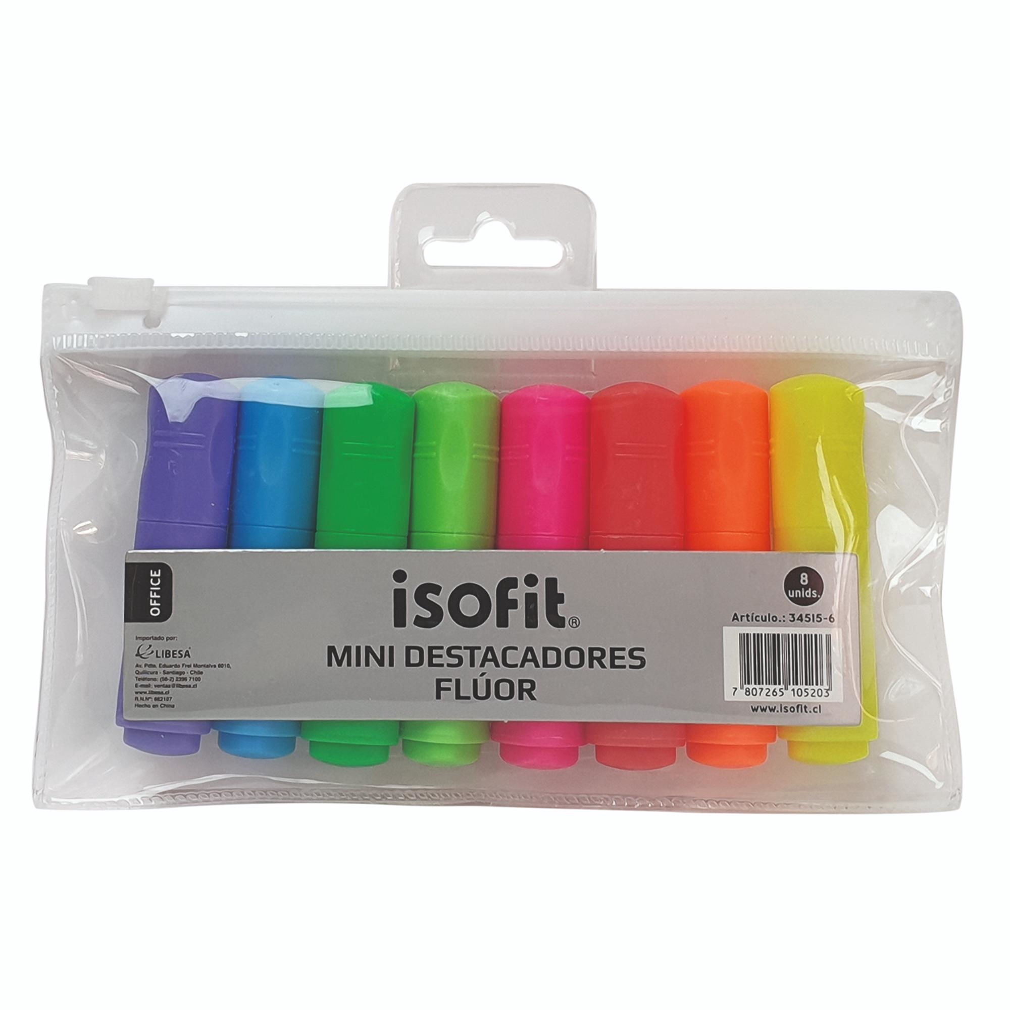 Destacador Mini 8 Colores Fluor Isofit