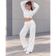 thumbnail image 4 of Conjunto Deportivo Mujer Chaqueta Crop Cierre Y Pantalón Palazzo, 4 of 5