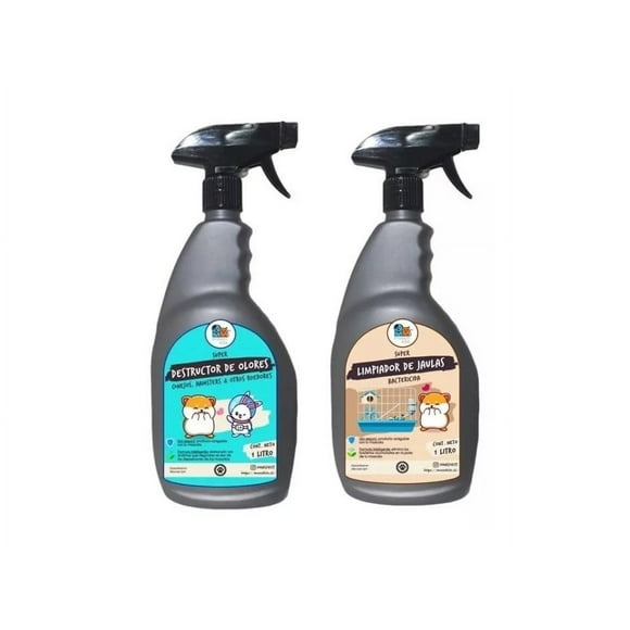 Kit Eliminador De Olores + Limpiador Hamster Cuy Conejo 1lt