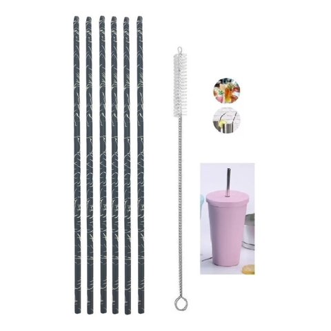 Genérico - Pack 6 Bombilla Reutilizable Bombilla Reutilizar + 1 Cepillo