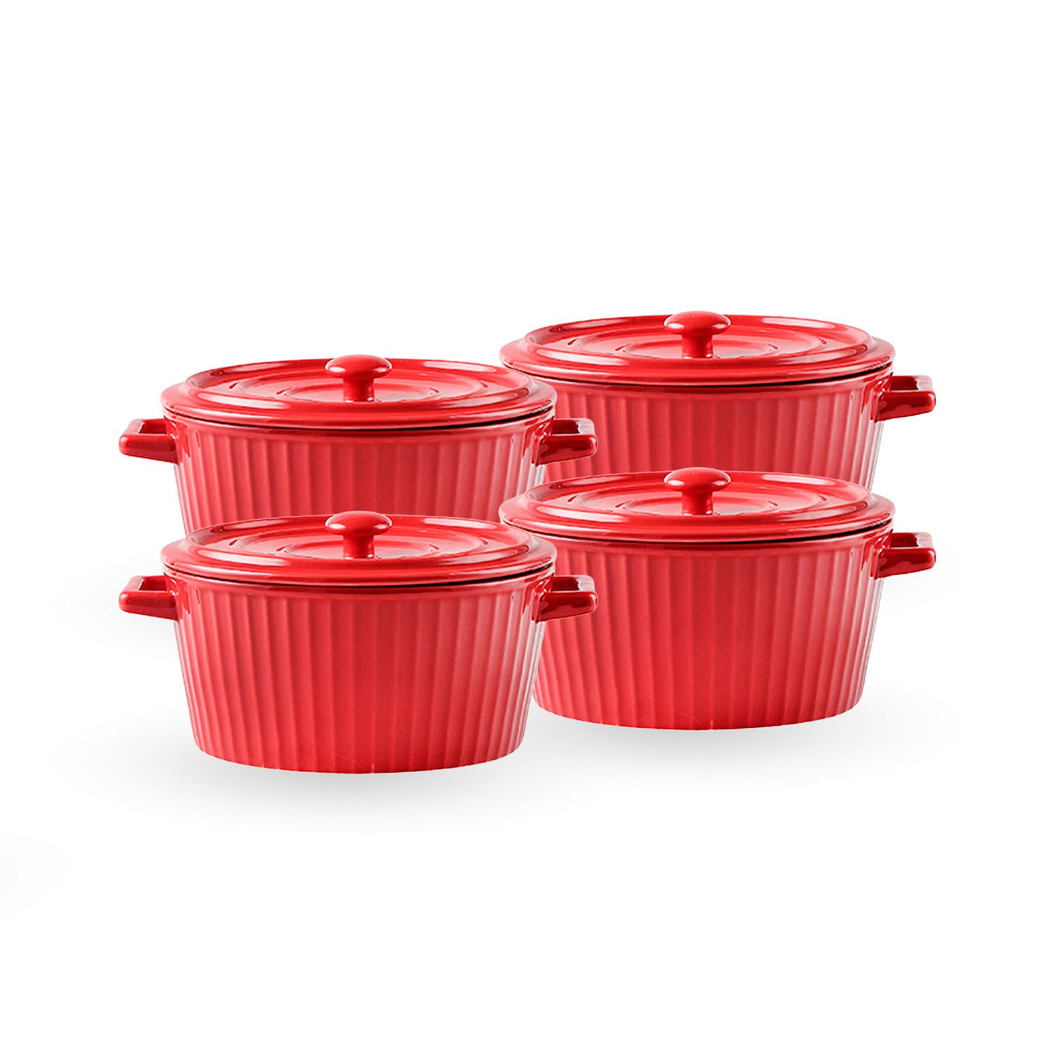 Set 4 Fuentes De Cerámica Para Horno Roja Simplit Rojo
