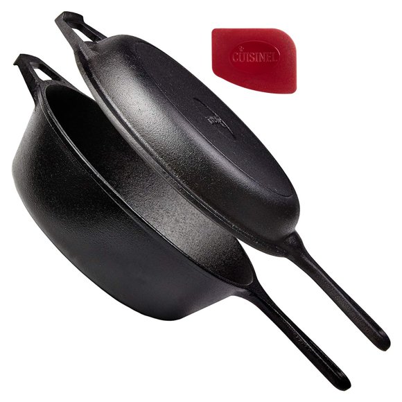 Cazuela Cuisinel de 3 cuartos pre‑sazonada con tapa
