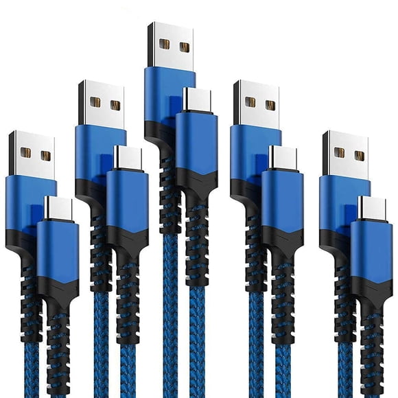 Cable Usb Tipo C De 5 Unidades Trenzado De Nailon Carga Rápida