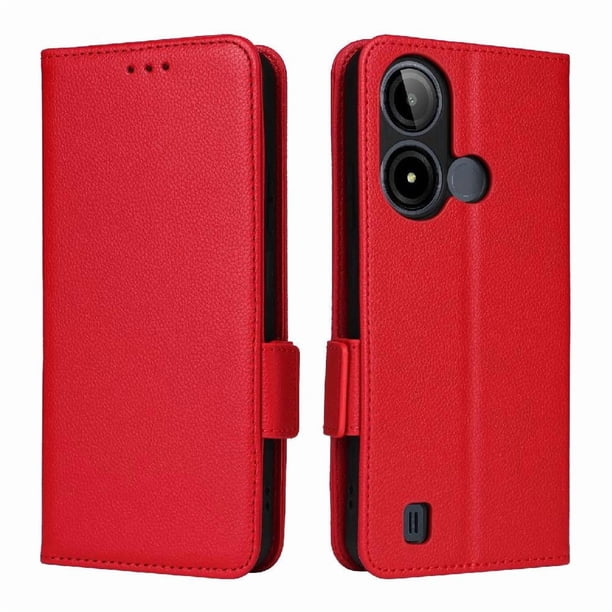 Funda Cartera para BLU C9 Tapa Flip con Ranuras y Soporte Rojo