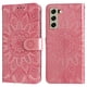 thumbnail image 1 of Funda tipo cartera FOXDOCK para Samsung Galaxy S21 FE , diseño girasol en relieve, cuero PU, cierre magnético, soporte y tarjetero, 1 of 5