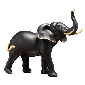 Bothyi - Estatua De Elefante Oficina Estatua De Animal Hecha A Mano Adornos Cabeza Negra Hacia Arriba