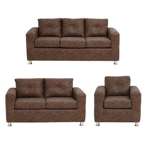 Muebles América - Living George 321 Cuero Auris Café