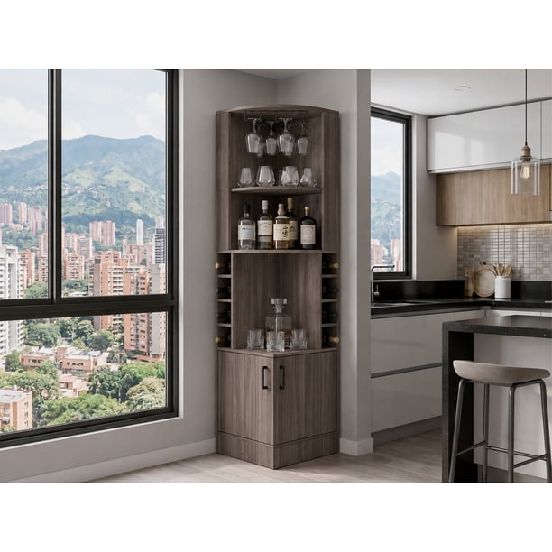 Bar Esquinero Kava Beijing Avellana 180,6x46,9x46,9 Cm