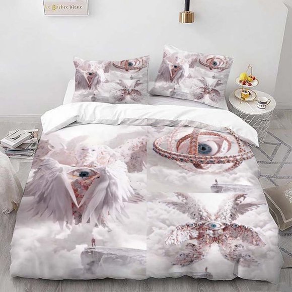 Angel with Many Eyes Printed Duvet Cover Set Three-Piece Bedding Set with Duvet Cover and 2 Pillowcases Soft and Comfortable for All Seasons