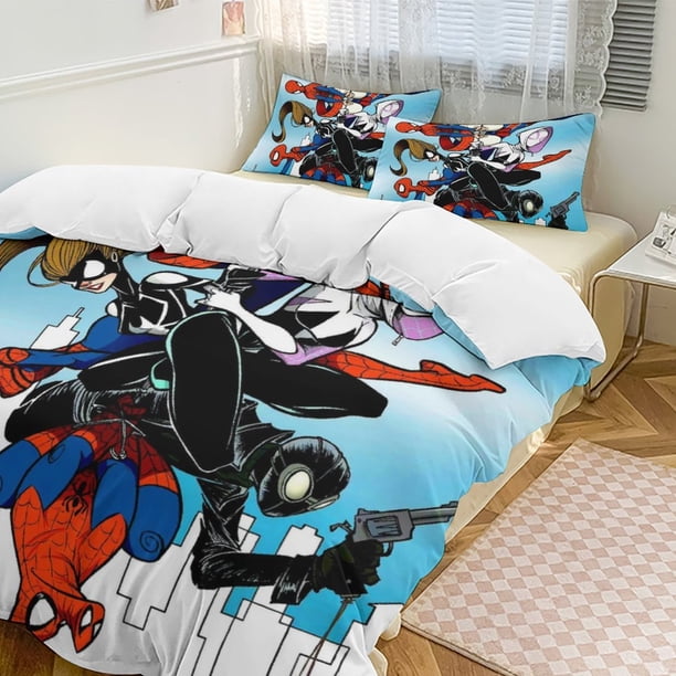 Spider-Man 3-Piece Twin Bed Set - Includes 1 Single Quilt And 2 Pillow Cases Bedding - Fade Resistant Microfiber - Spider