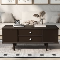 M&Ms - U-Can Modern Rectangle Coffee Table With Four Drawers, Two Side Hidden Storage Compartments, 47.2"" Wood Coffee Table With Metal Handles And Four Solid Wood Legs For Living Room