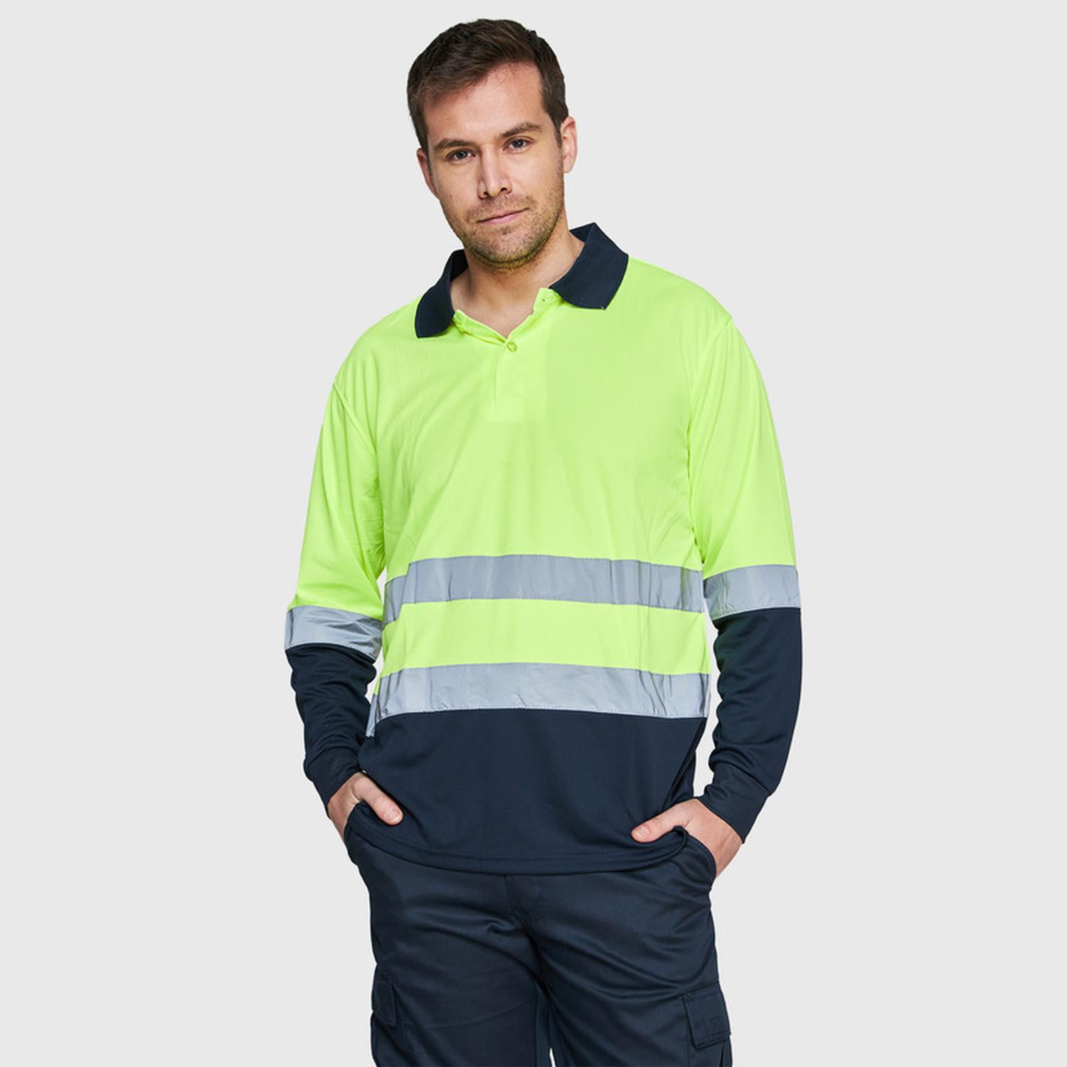 Jayson - Polera Alta Visibilidad Ml Cuello Camisero Amarillo Xl