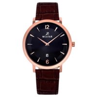 Reloj Westar Profile Leather Strap Black Dial Quartz 50219Ppn623 Men'S Watch