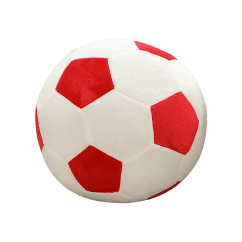 Bothyi - Balón De Fútbol De Peluche, Cómodo Balón De Fútbol Relleno Para Cafeterías, Bar, Sala De Estar, Blanco Y Rojo