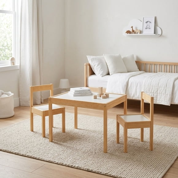 Silla 2 Unidades + Mesa Niños Natural