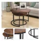 thumbnail image 5 of Juego Mesa de Centro Redonda Doble Madera y Acero Estilo Industrial y Moderno 50 + 70 cm, 5 of 7