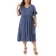 thumbnail image 2 of Agnes Orinda Vestidos de Muñeca para Mujer Talla Grande Escuela Colegio Cuello en V Manga con Volantes Verano Vestido con Vuelo en Capas con Bolsillos 2X Azul Marino, 2 of 5