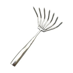 Ioensy - Rastrillo De Mano Mango Cómodo Herramienta De Mano Rastrillo De Arbustos De Metal Para Césped Mulch Grass 7 Dientes