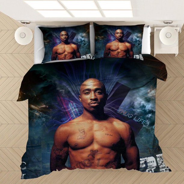 Music Rapper Pac Tupac Quilt Duvet Cover Set Super Soft Kids Bedclothes3-Piece Bedding Set